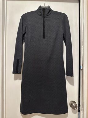 J McLaughlin Quarter Zip Long Sleeve Mock Neck Dress - Charcoal EUC